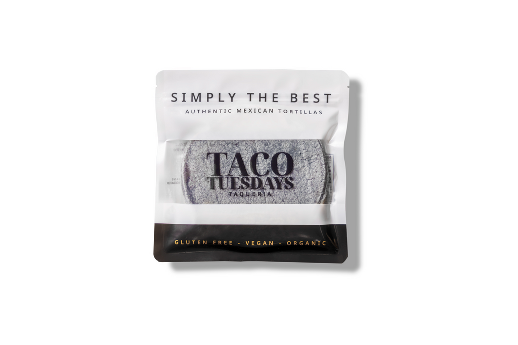Package of Simply The Best Taco Tuesdays tortillas on a white background